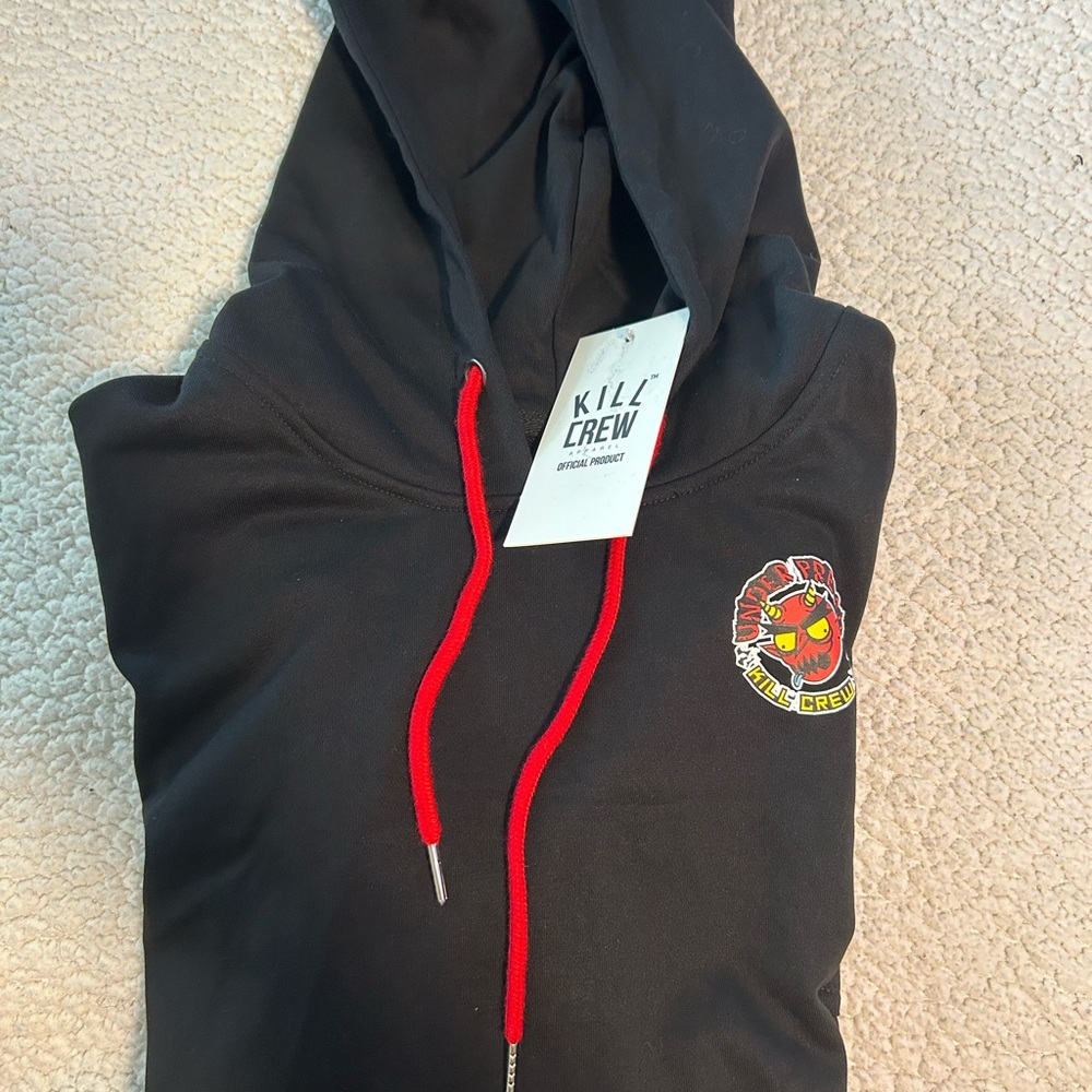 Kill Crew Black Hoodie with Bold Red Details